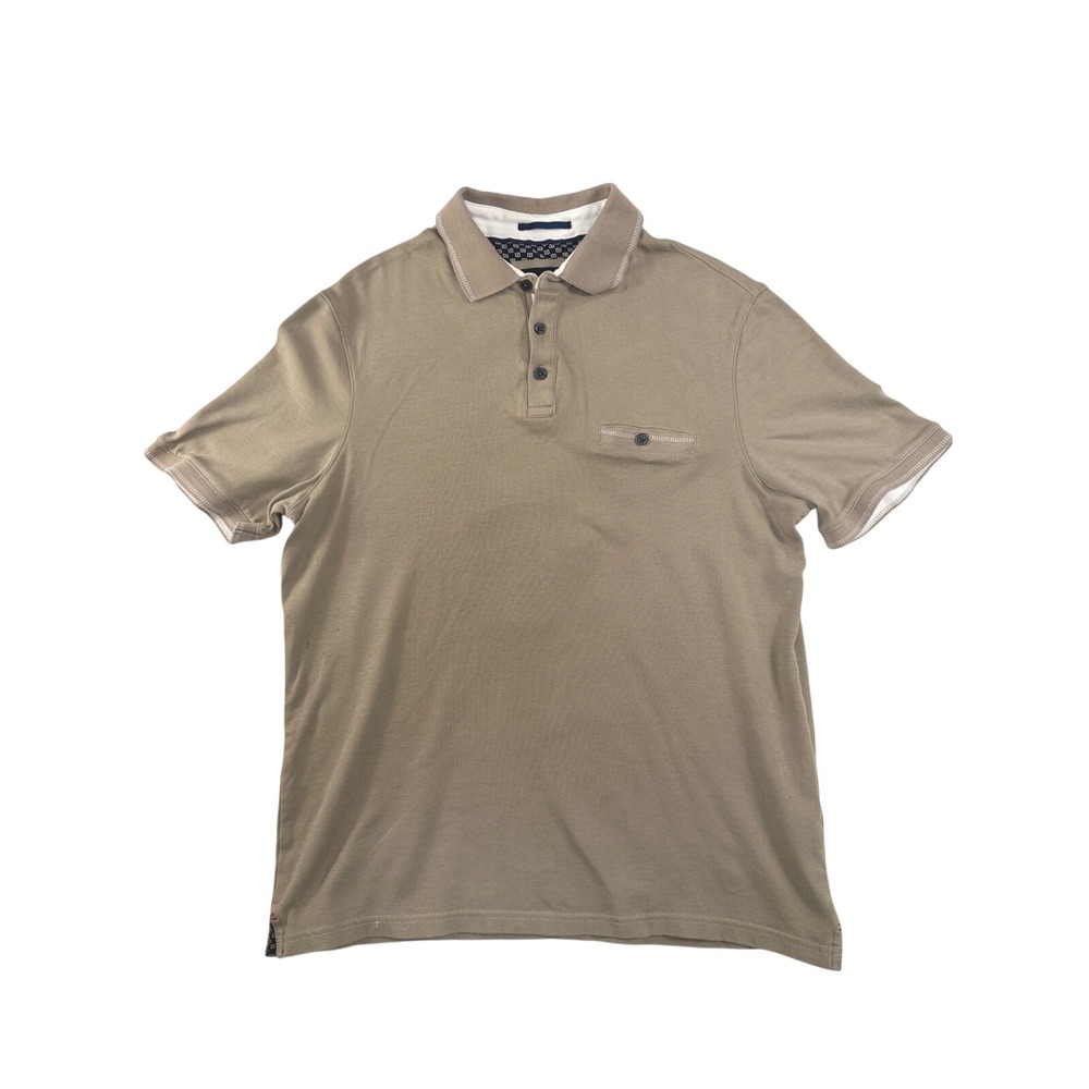Jachs New York Mens‎ Taupe Brown Cotton Polo Shirt Short Sleeve Large